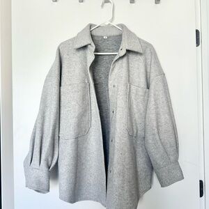 Ledin Oversized Weighted Grey Shacket Jacket Coat